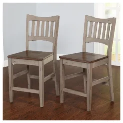 24.6" Simon Counter Height Barstool (Set Of 2) - Gray - Target Marketing Systems