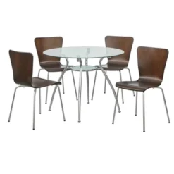 5pc Itza Round Glass Top And Chrome Base Dining Set - Buylateral -Buylateral GUEST 03adf354 b5e1 471c bef4 97c18b884946