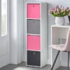 4.25" Utility Bookcase Tower With 4 Fabric Bins White/Pink - Buylateral -Buylateral GUEST 0685d3ad f403 4c30 8fa2 009f04426a3b