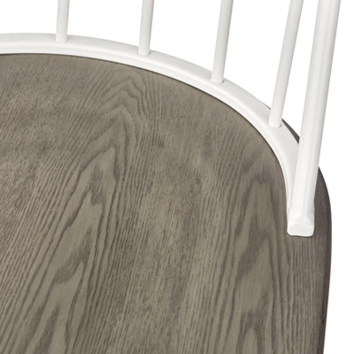 Set Of 2 Milo Windsor Metal With Wood Seat Dining Chairs White/Charcoal Gray - Buylateral 4 Set Of 2 Milo Windsor Metal With Wood Seat Dining Chairs White/Charcoal Gray - Buylateral - Image 2