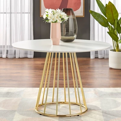 Marsai Round Dining Table White/Gold - Buylateral 3 Marsai Round Dining Table White/Gold - Buylateral