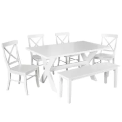 6pc Sumner Dining Set With Bench White - Buylateral -Buylateral GUEST 1e4b2914 b701 4bd9 a850 e171f6a8445b
