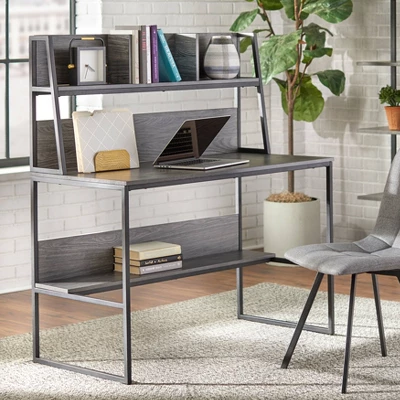 Vermillion Desk With Hutch Black/Gray - Buylateral 3 Vermillion Desk With Hutch Black/Gray - Buylateral