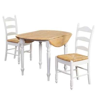 3pc Ladder Back Drop Leaf Dining Set Wood/White - Buylateral 6 3pc Ladder Back Drop Leaf Dining Set Wood/White - Buylateral - Image 4