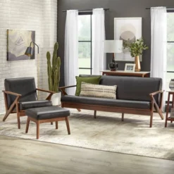 Bianca Mid-Century Modern Armchair Black/Walnut - Buylateral -Buylateral GUEST 315f2f65 2f52 4bc9 976c 622c9d234098