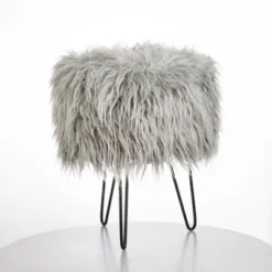 Patrice Faux Fur Stool - Buylateral -Buylateral GUEST 3c699f9c 3863 4ff8 8da5 09fadb2af4e5