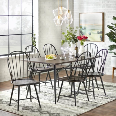 Set Of 2 Milo Windsor Metal With Wood Seat Dining Chairs - Buylateral 4 Set Of 2 Milo Windsor Metal With Wood Seat Dining Chairs - Buylateral - Image 2