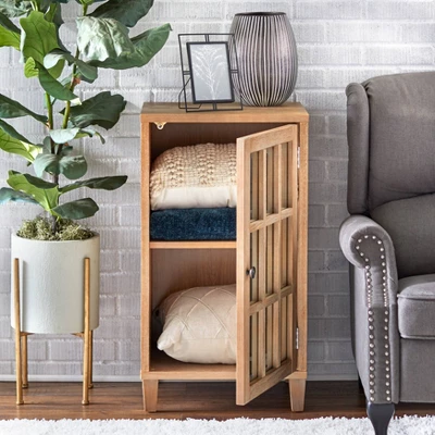 Matteo Rustic Mirrored Door Natural Side Cabinet - Lifestorey 3 Matteo Rustic Mirrored Door Natural Side Cabinet - Lifestorey