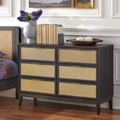 Andros 6 Drawer Dresser With Faux Cane Drawer Fronts - Buylateral