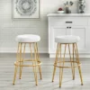 Set Of 2 30" Mazzini Faux Leather And Metal Counter Height Barstools White/Gold - Buylateral -Buylateral GUEST 64863a62 0272 49c1 9e42 d78e47bb6dd9