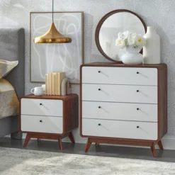 Cassie Mid-Century Modern 4 Drawer Chest Walnut/White - Buylateral -Buylateral GUEST 6dedaa84 3554 4f14 a7f5 a53330c49d7a