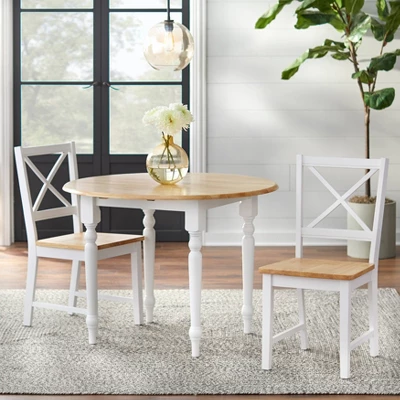3pc Virginia Dining Set Wood/White - Buylateral 3 3pc Virginia Dining Set Wood/White - Buylateral