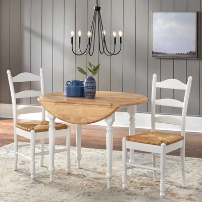 3pc Ladder Back Drop Leaf Dining Set Wood/White - Buylateral 4 3pc Ladder Back Drop Leaf Dining Set Wood/White - Buylateral - Image 2