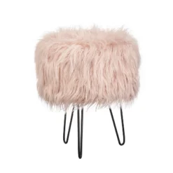 Patrice Faux Fur Stool - Buylateral -Buylateral GUEST 833c0fc2 269c 4d72 892f 11feeecd8d7d