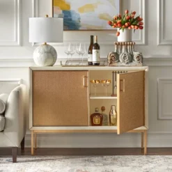 Lati Rattan Door Buffet Antique White/Natural - Buylateral -Buylateral GUEST 8f11d5d0 134b 460d 8584 59b35122b677