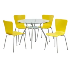 5pc Itza Round Glass Top And Chrome Base Dining Set - Buylateral -Buylateral GUEST 8fb76797 3121 4d99 8c0d 0b69e56601cb