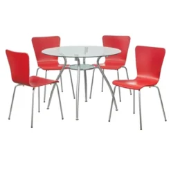 5pc Itza Round Glass Top And Chrome Base Dining Set - Buylateral -Buylateral GUEST 9152bc3e 6869 4ca9 8913 90a00b0d2b0a