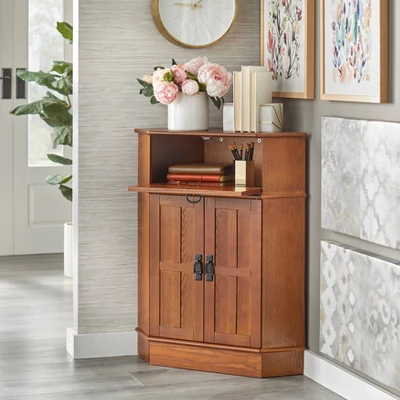 Mission 2 Door 1 Drawer Corner Storage Cabinet Oak - Buylateral 5 Mission 2 Door 1 Drawer Corner Storage Cabinet Oak - Buylateral - Image 3