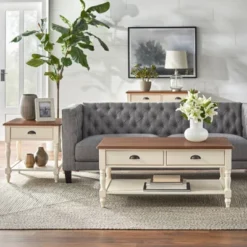 Liza Sofa Table White/Walnut - Buylateral -Buylateral GUEST 9732ecbd 2907 4df3 a687 50129e9e9d18