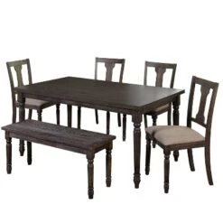 6pc Burntwood Dining Set With Bench - Buylateral 20 6pc Burntwood Dining Set With Bench - Buylateral -Buylateral GUEST a7533b3f 641d 4ea7 a901 85eea0f0acd2