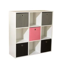 7.5" Utility Bookcase With 5 Fabric Bins - Buylateral -Buylateral GUEST b14b0c6c 6822 4ef4 ae03 e4714c4559fb