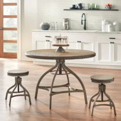 Adjustable Height Dining Table With Nailhead Pewter Silver - Buylateral -Buylateral GUEST bd4b0ca9 6c83 4c0b b2fc fc414f96526f