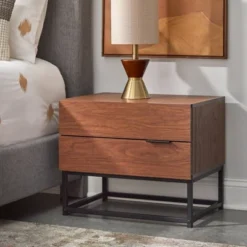 Noble 2 Drawers Nightstand Walnut - Buylateral