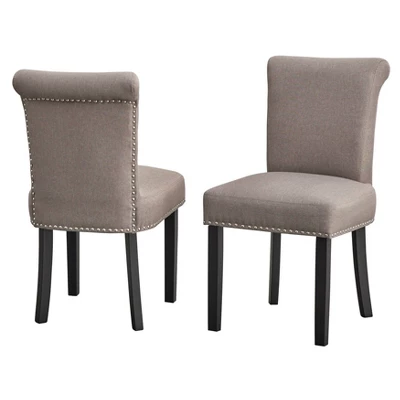 Set Of 2 Adeline Nailhead Parsons Dining Chair Gray - Buylateral: Upholstered, Rubberwood Legs, 250lb Capacity 3 Set Of 2 Adeline Nailhead Parsons Dining Chair Gray - Buylateral: Upholstered, Rubberwood Legs, 250lb Capacity