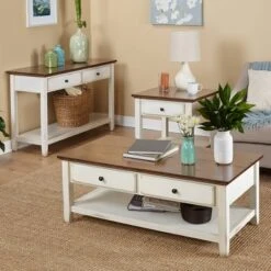 Charleston End Table Off White/Chestnut - Buylateral -Buylateral GUEST e8d32fe5 26c3 4e0a b6c1 637e360055d4