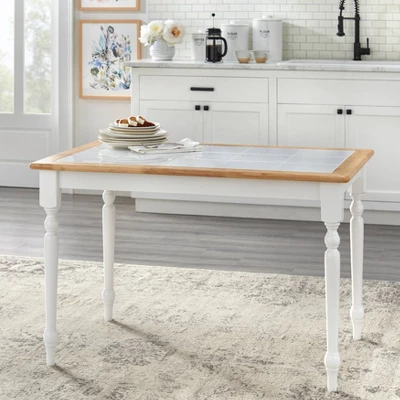 Tara Tile Top Dining Table White/Natural - Buylateral 3 Tara Tile Top Dining Table White/Natural - Buylateral